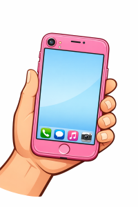 Holding Pink Phone Cartoon 